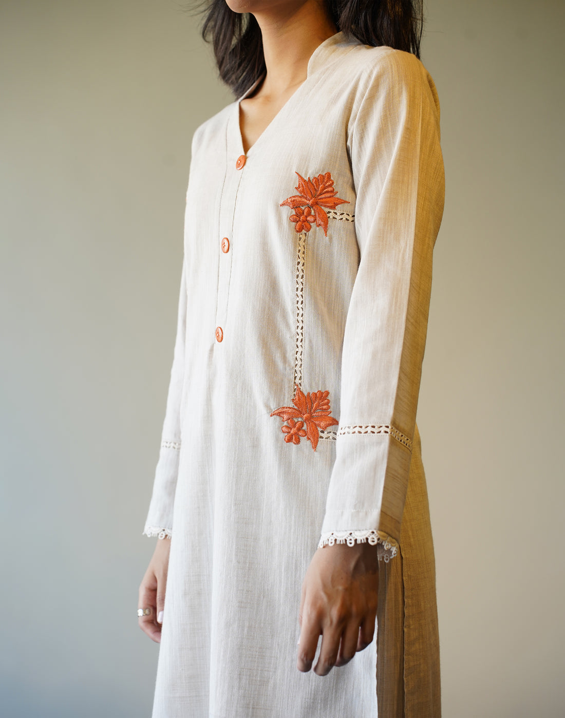 Beige Embroidered Set